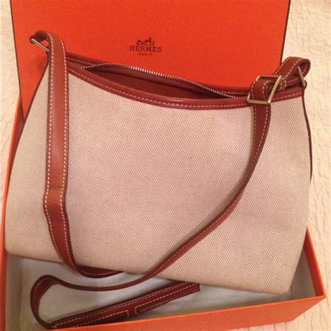 hermes canvas shoulder bag